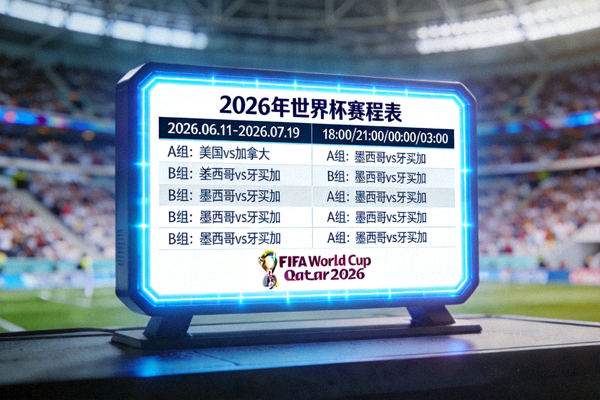 2026年世界杯赛程表展示在数字屏幕上