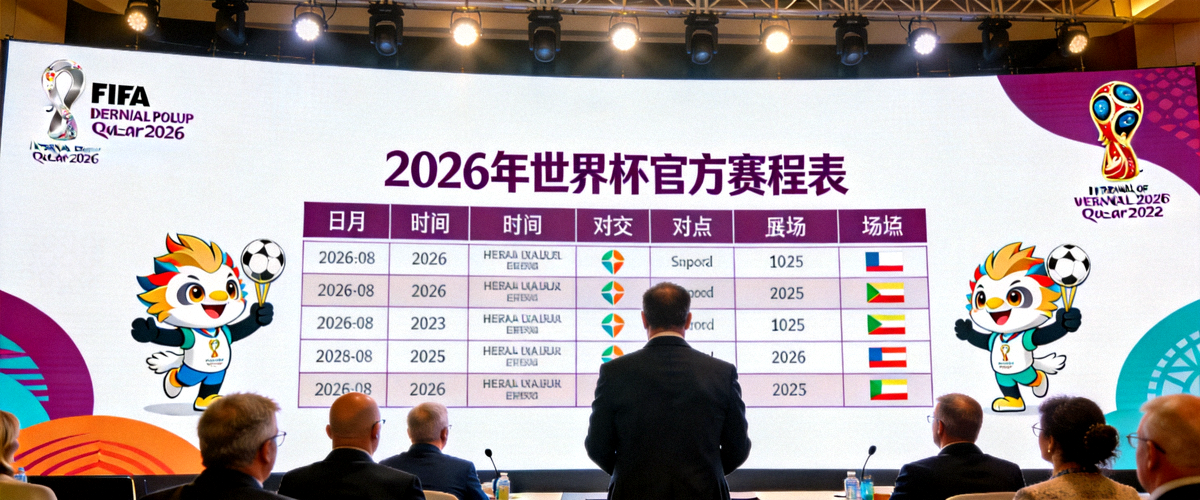2026年世界杯官方赛程表在新闻发布会大屏幕上展示