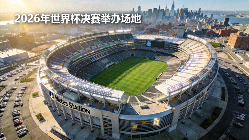 纽约大都会体育场航拍图，2026年世界杯决赛举办场地